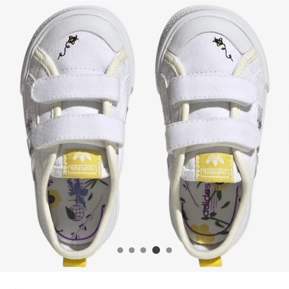 Adidas Originals Nizza Kids Toddler sz 4K BEE-Lieve Flowers‎ Yellow Canvas Shoes